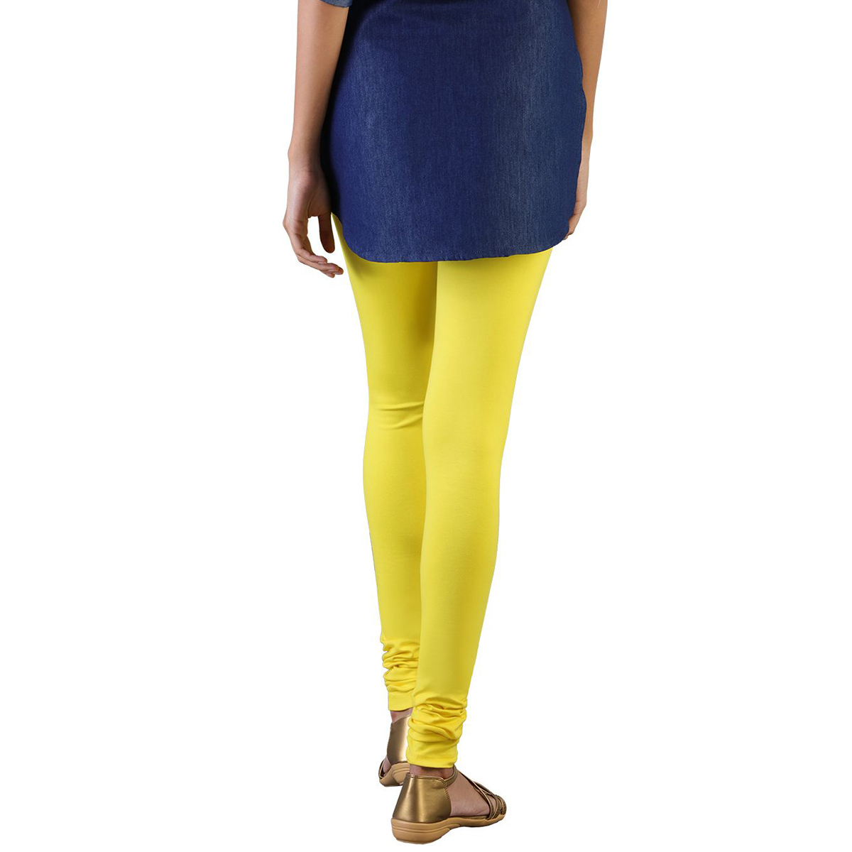 Twin Birds Women Solid Colour Churidar Legging with Signature Wide Waistband - Jack Fruit