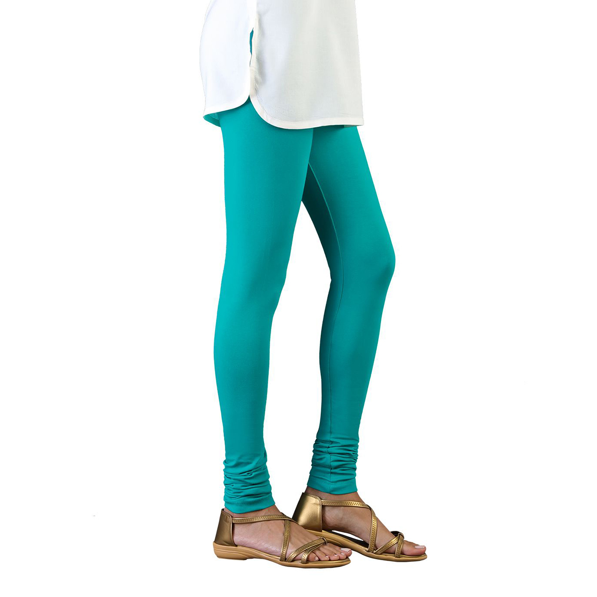 Twin Birds Women Solid Colour Churidar Legging with Signature Wide Waistband - Pool Side