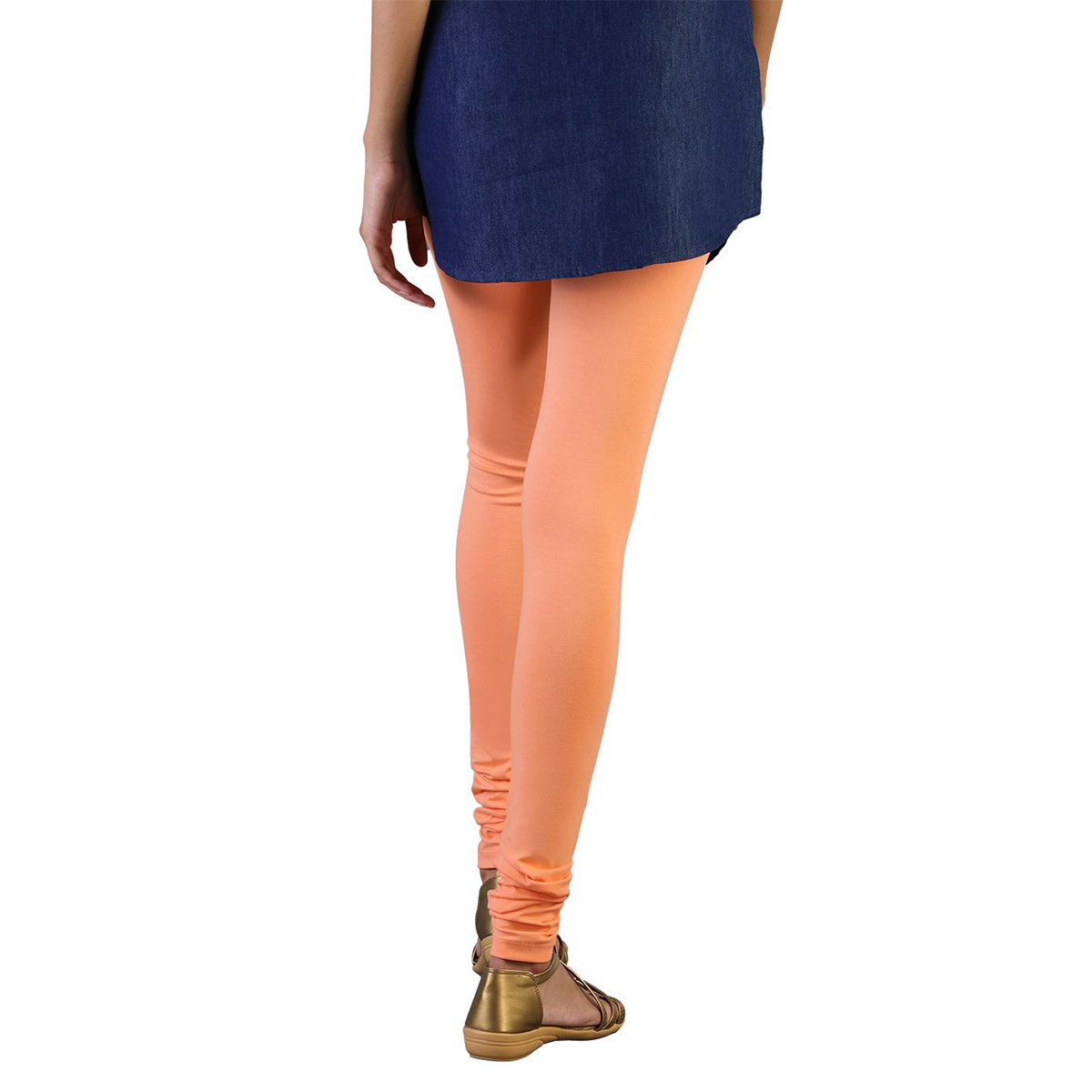Twin Birds Women Solid Colour Churidar Legging with Signature Wide Waistband - Pumpkin Puree