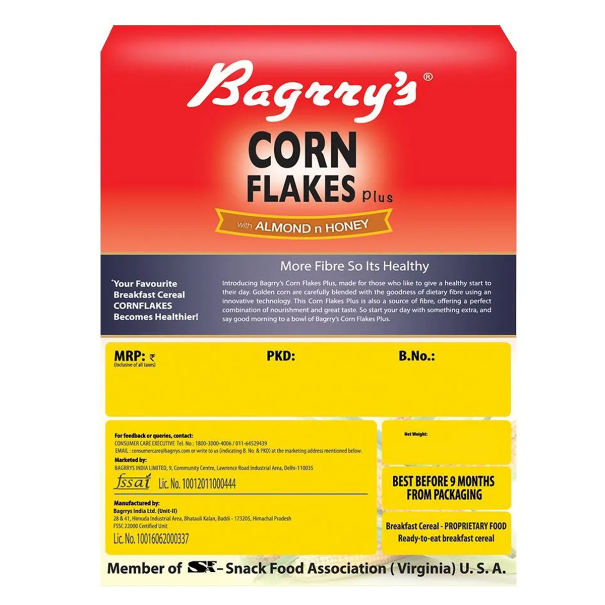 Bagrry's Corn Flakes Almond & Honey 300g