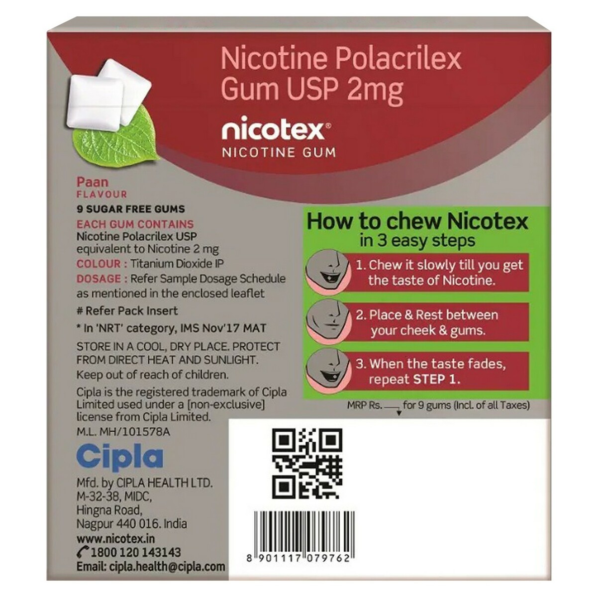 Nicotex Nicotine Gum Paan 2 Mg