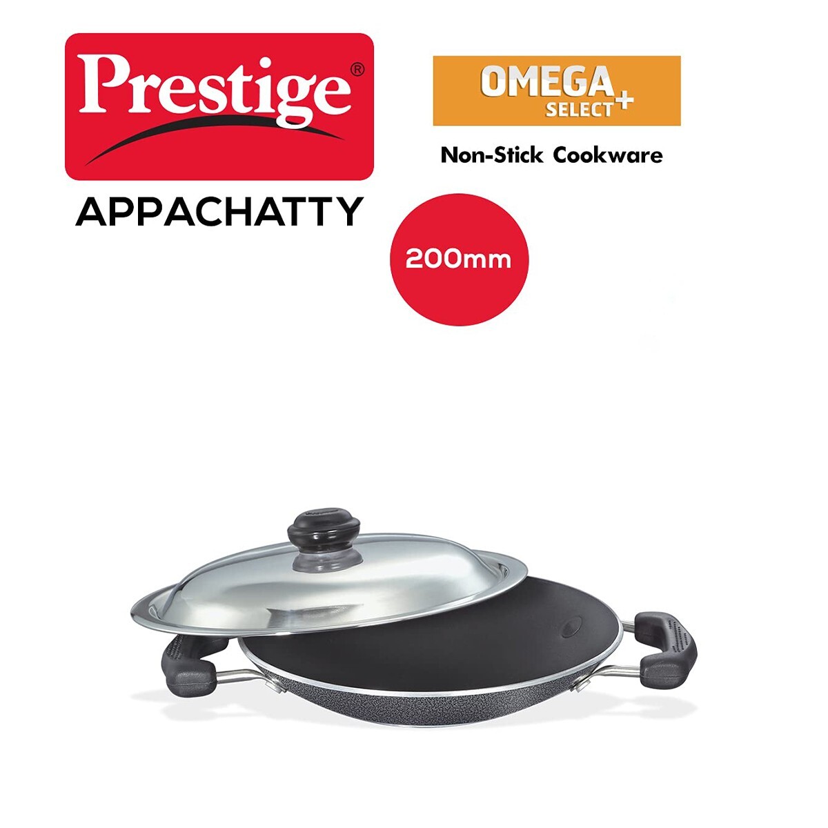 Prestige Omega Select Plus Non-stick Appachatty with Stainless Steel Lid, 20cm