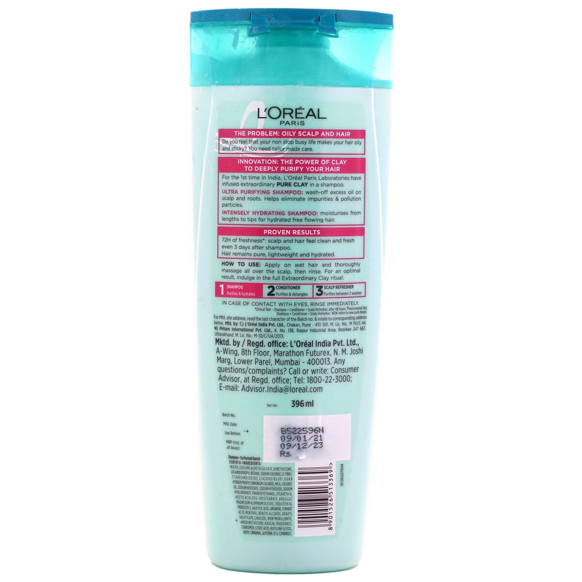 L'Oreal Paris Shampoo Extra Ordinary Pure Clay 360ml