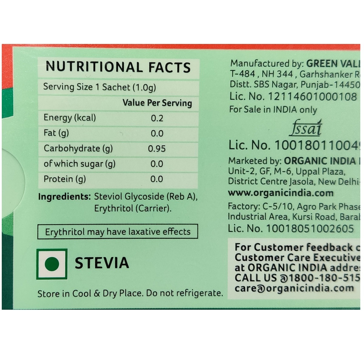 Organic India Stevia Sweetner 25's