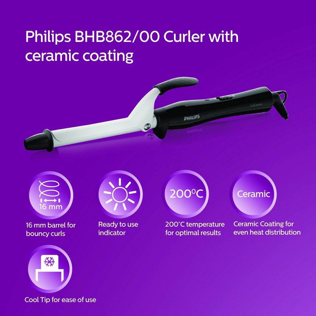 PHILIPS BHB862 Electric Hair Curler Barrel Diameter: 1 inch