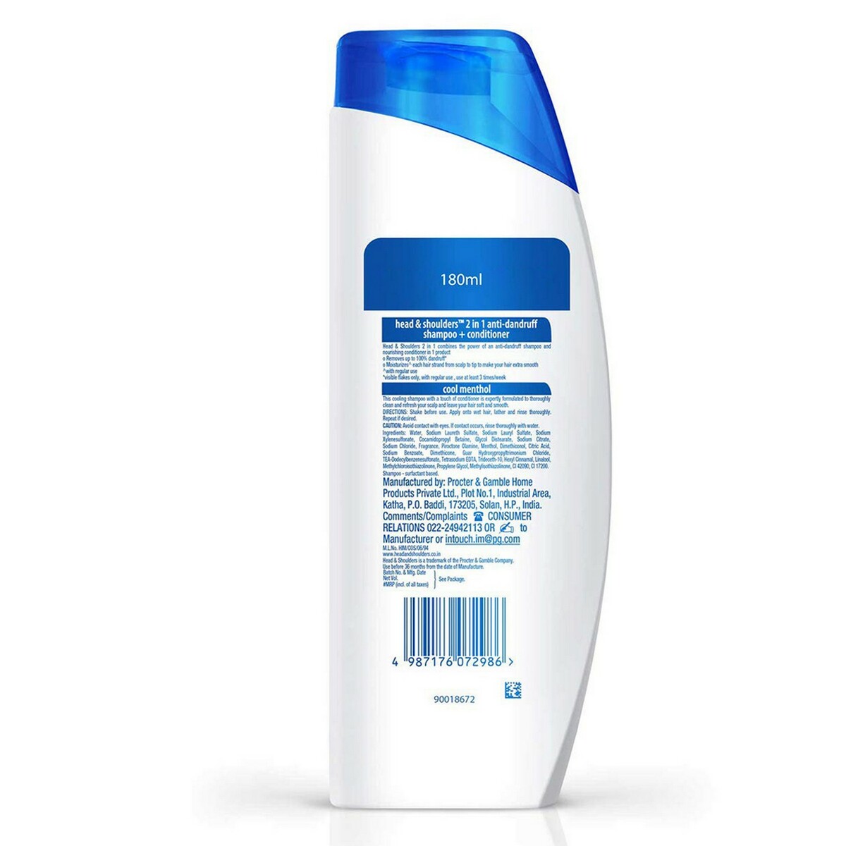 Head & Shoulders Shampoo + Conditioner 2 in 1 Cool Menthol 180ml