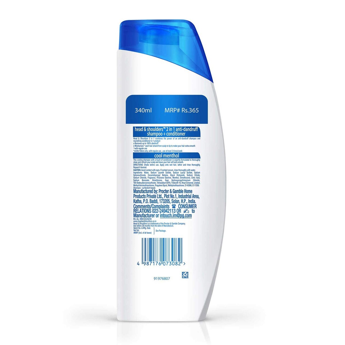 Head & Shoulders Shampoo + Conditioner 2 in 1 Cool Menthol 340ml
