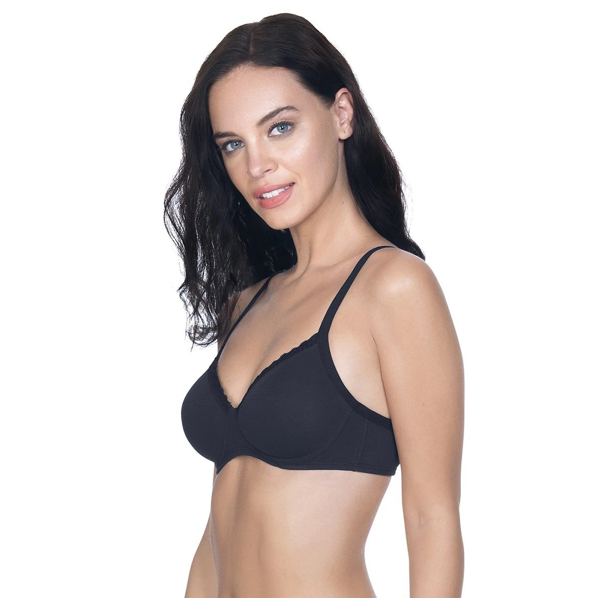 Amante Cotton Casuals Non-Wired T-Shirt Bra-Black-D Cup
