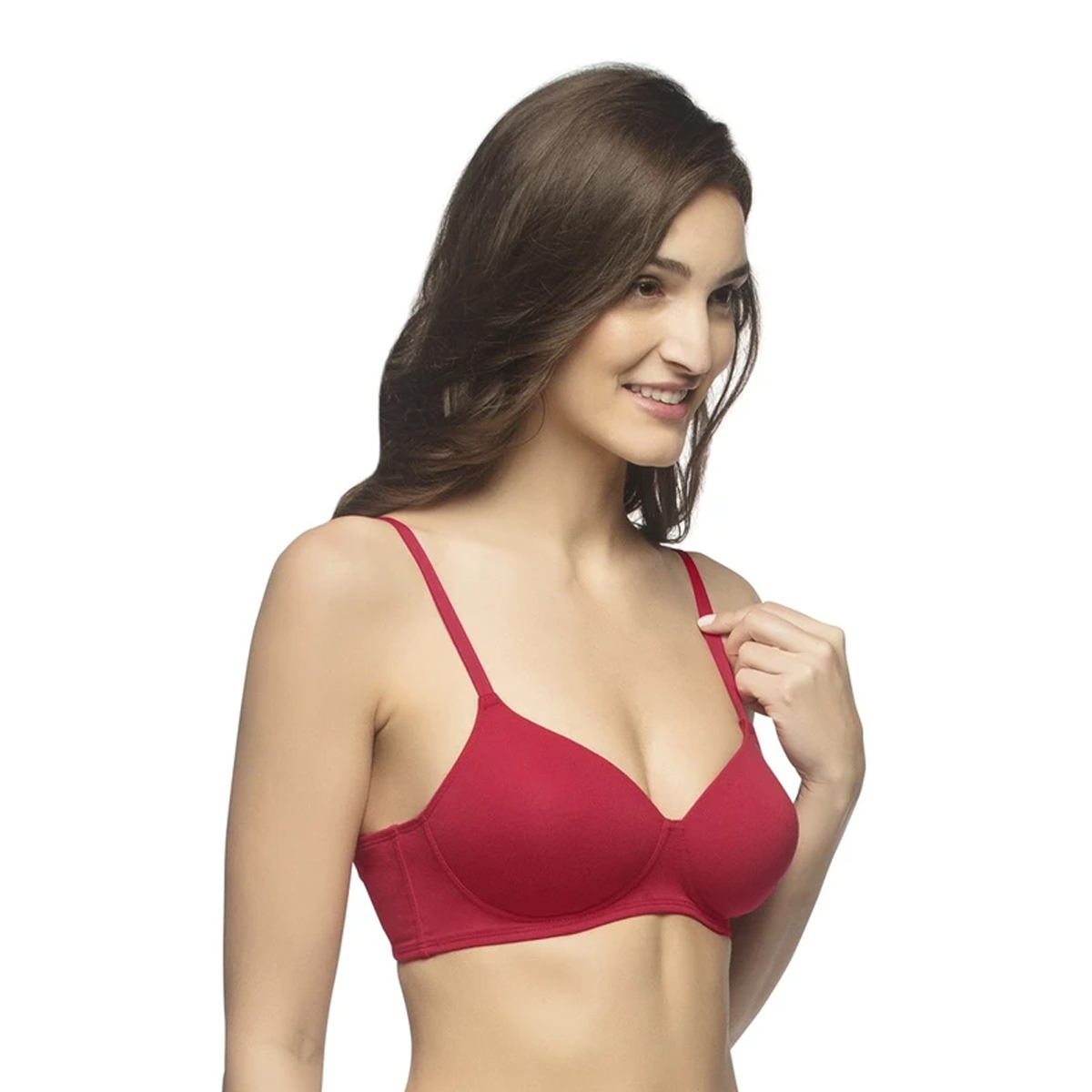 Amante Everyday Carefree Casuals Padded Non-Wired T-Shirt Bra-Crimson-C Cup