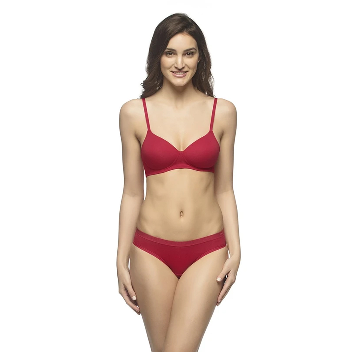 Amante Everyday Carefree Casuals Padded Non-Wired T-Shirt Bra-Crimson-C Cup
