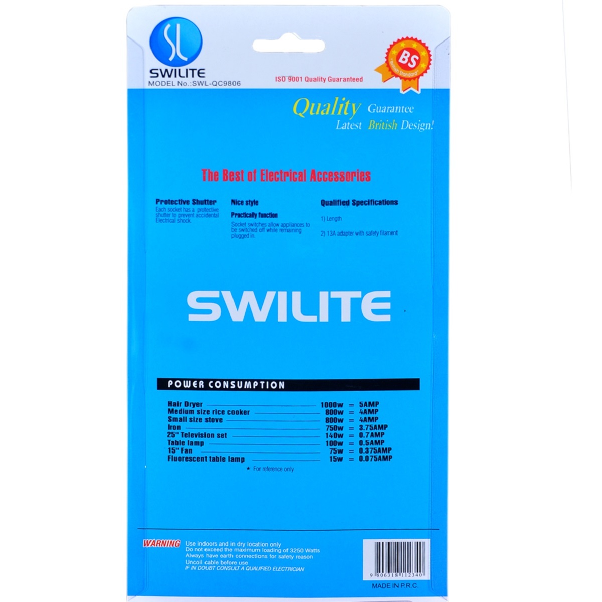 Swilite Extension Socket 2Mtr QC9806