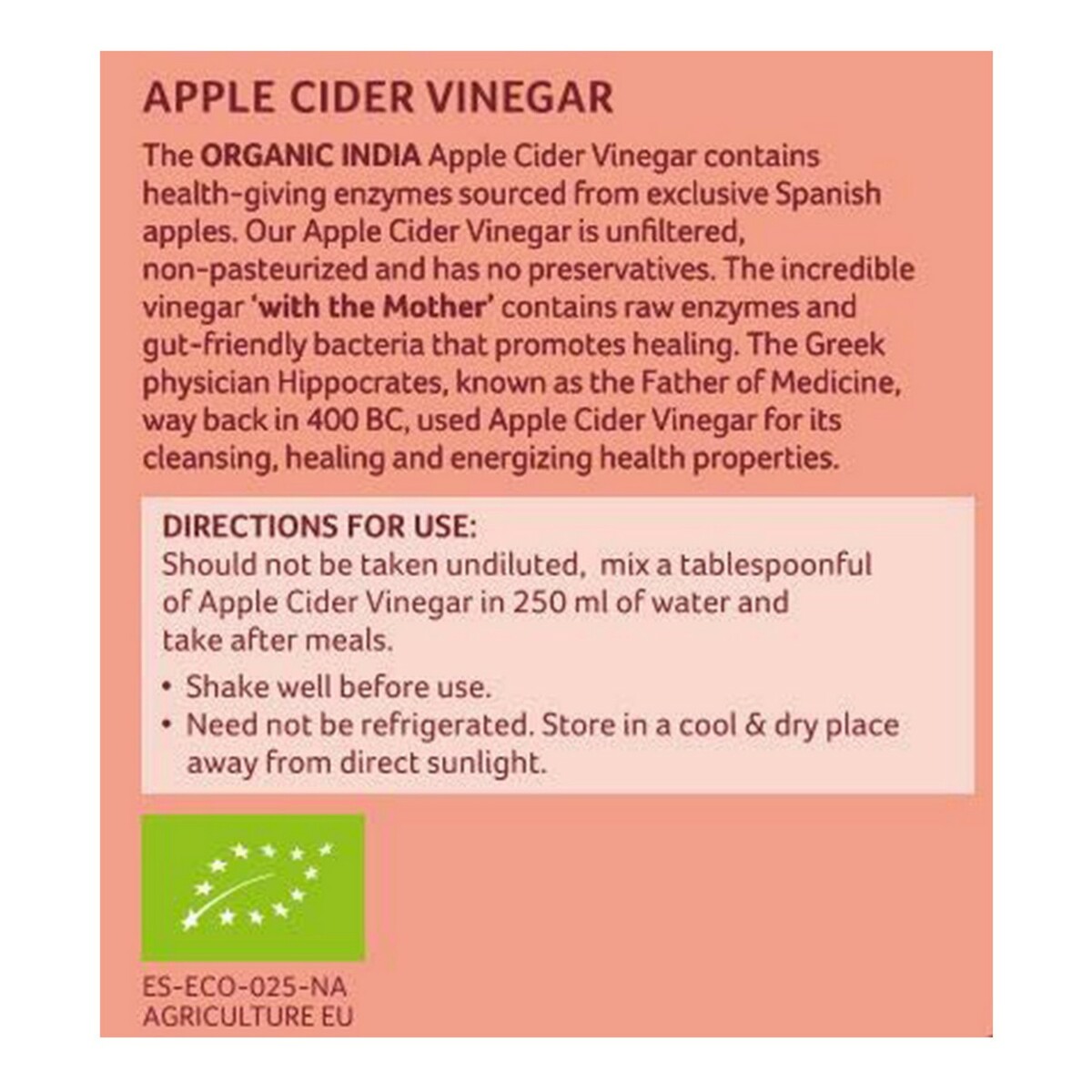 Organic India Apple Cider Vinegar 500ml
