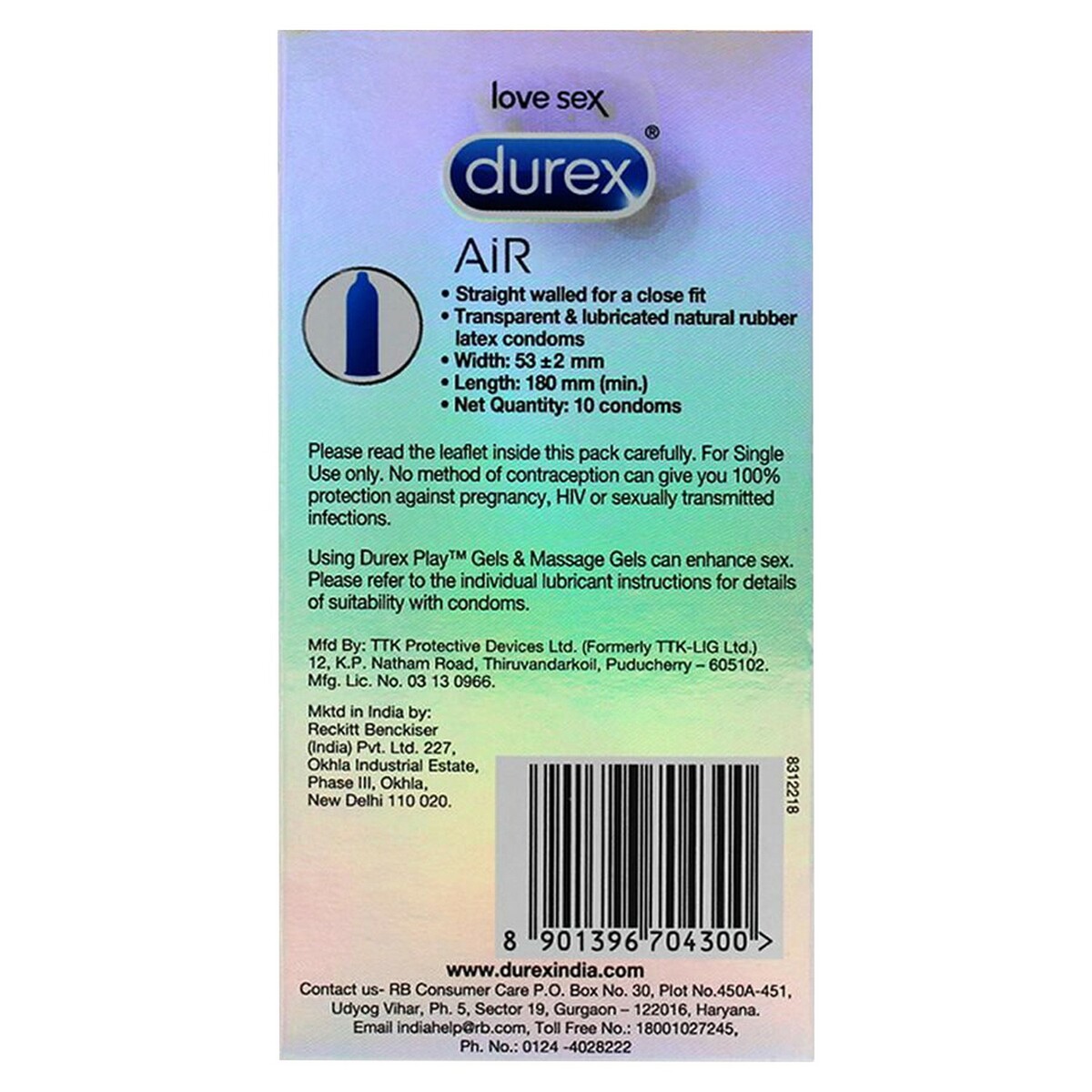 Durex Condoms Air Ultra Thin 10's