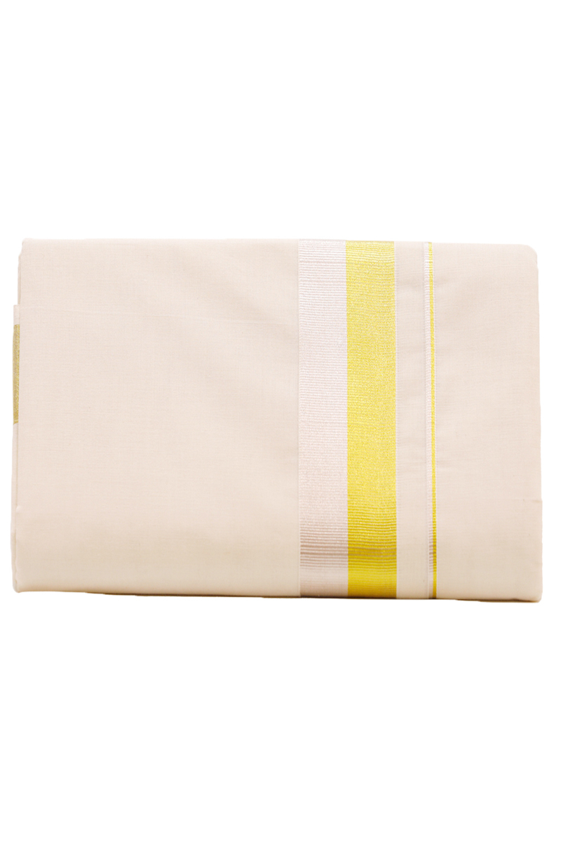 PVR Mens Dhoti Double With Golden&Silver Border