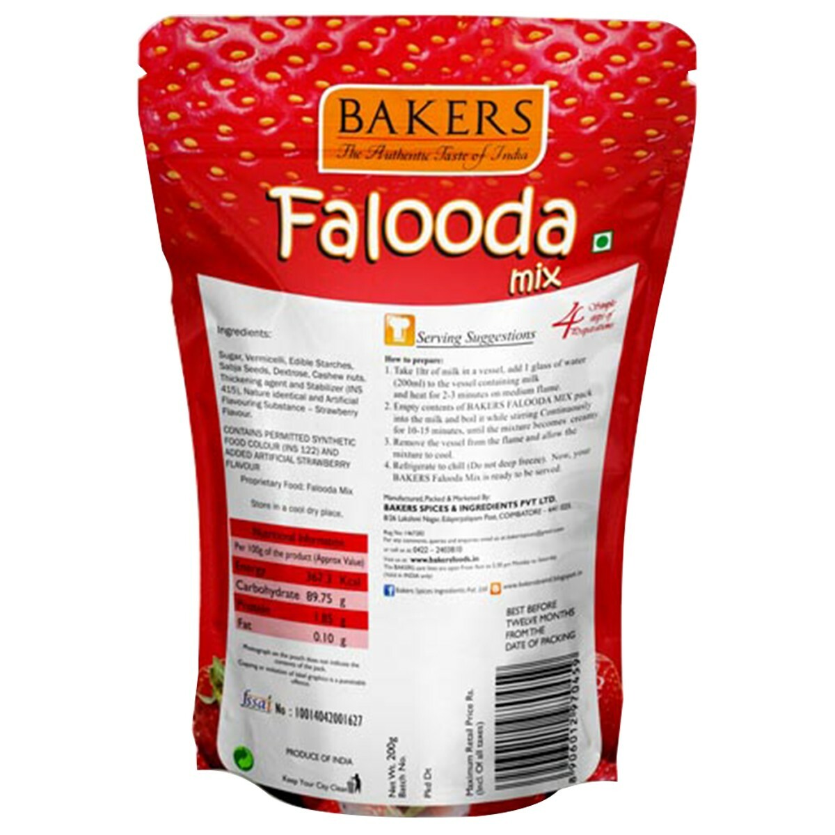 Bakers Falooda Mix Strawberry 200g