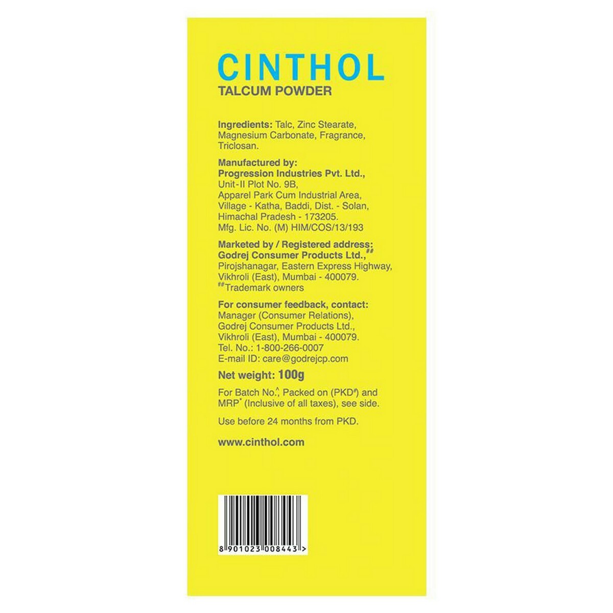Cinthol Talc Lime 100g