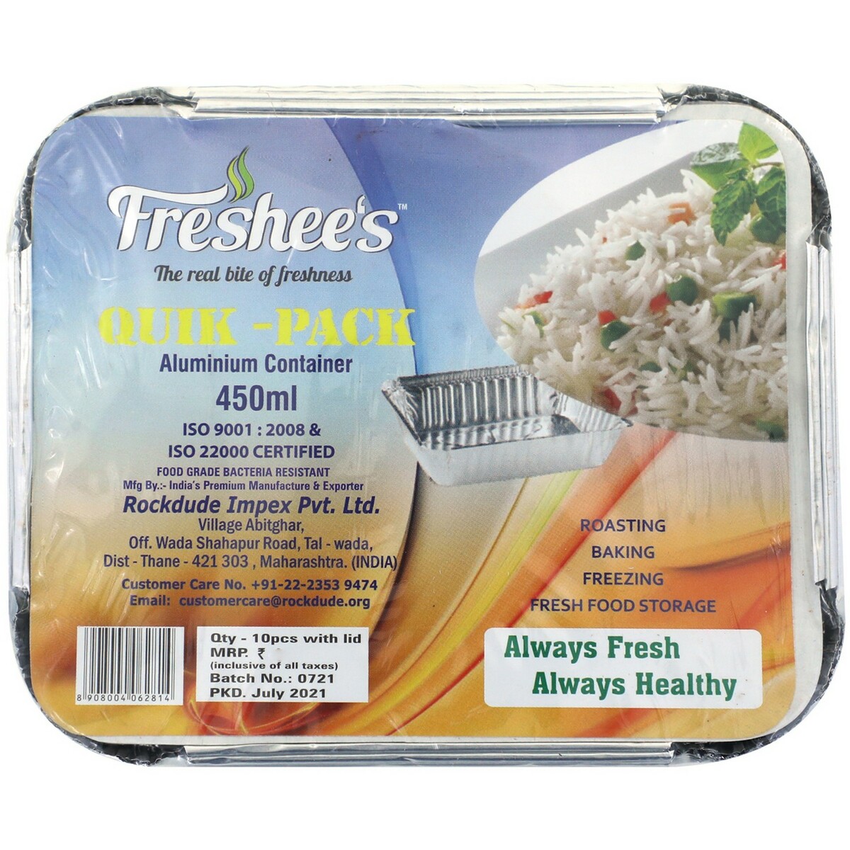 Freshee Alum Container 450 ml 10's