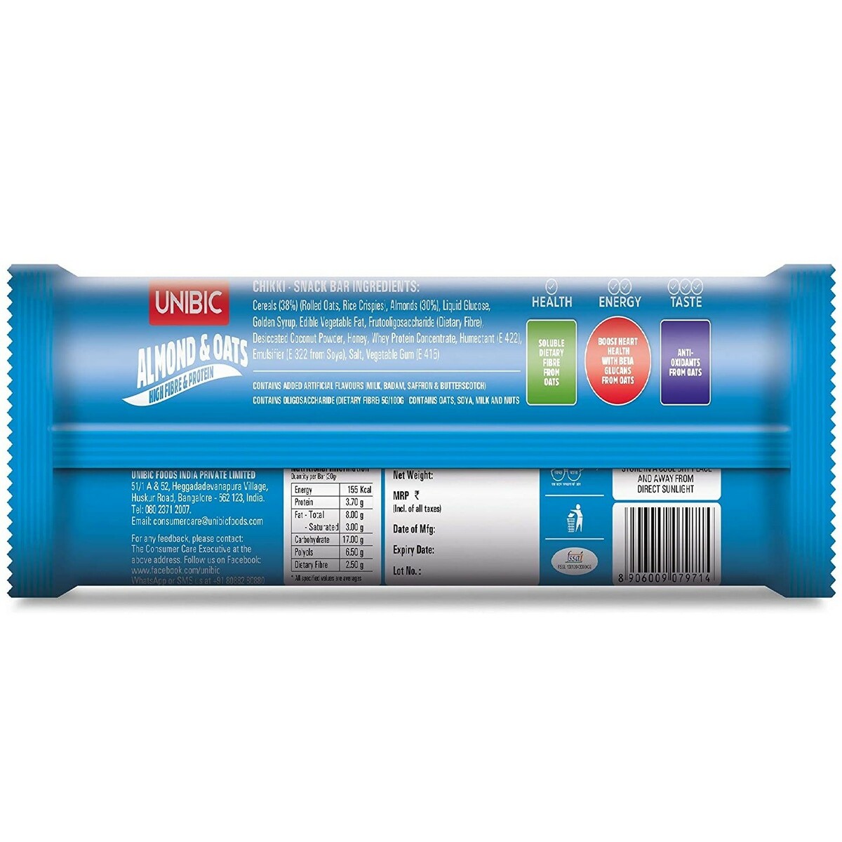 Unibic Almond & Oat Snack Bar 30g