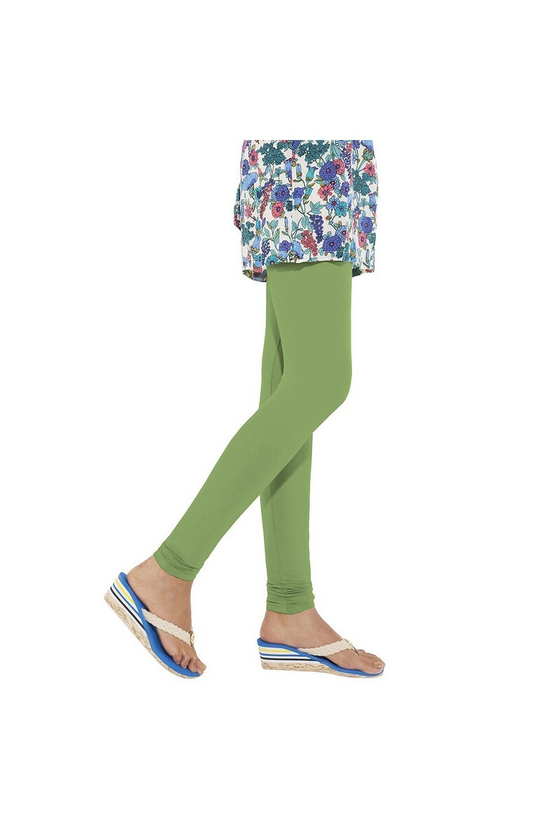 Go Colors Women Solid Color Churidar Legging - Pista Green