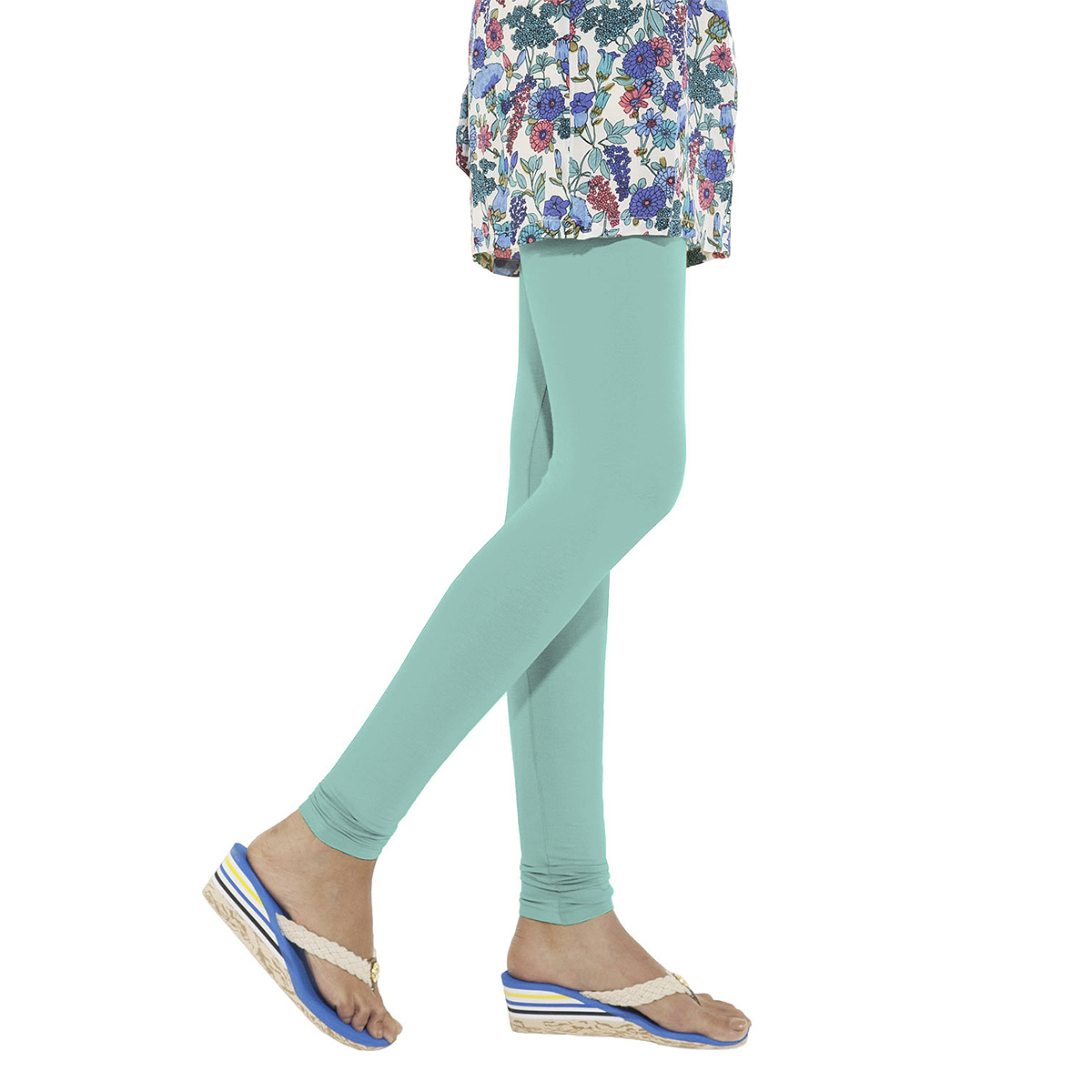 Buy Go Colors Women Solid Evergreen Ankle Length Leggings online