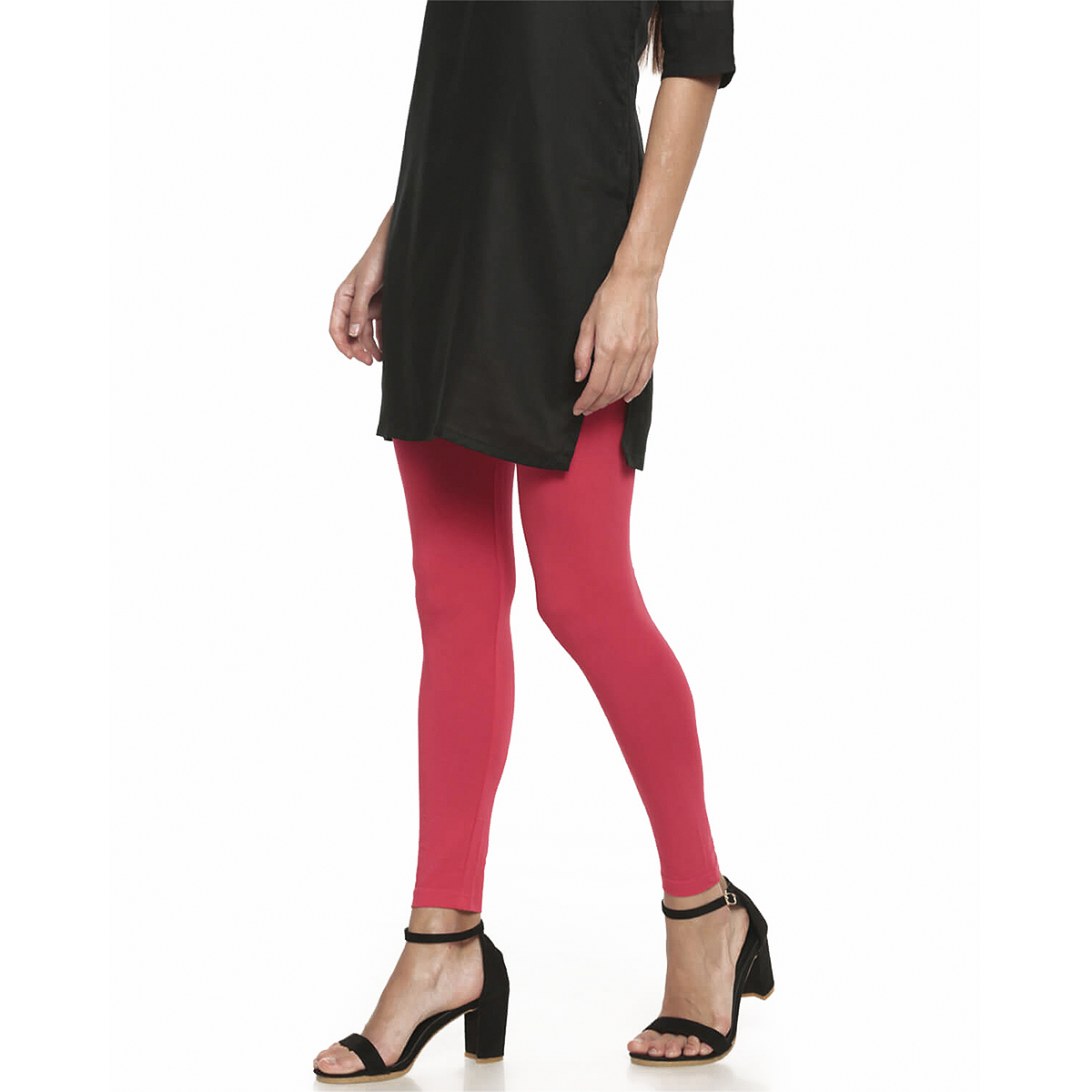 Go Colors Women Solid Color Ankle Length Legging - Bright Red