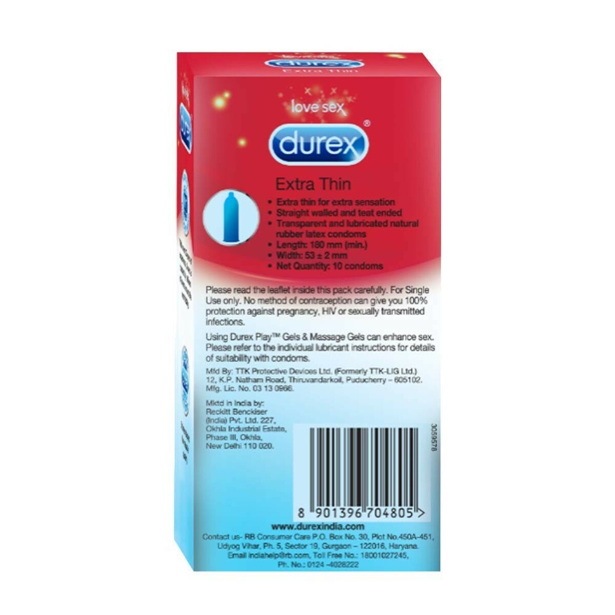 Durex Condoms Extra Thin 10's