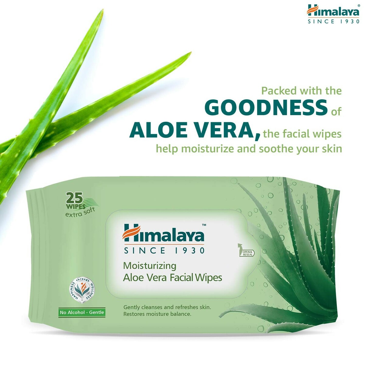 Himalaya Facial Wipes Moisturizing  Aloe Vera 25s