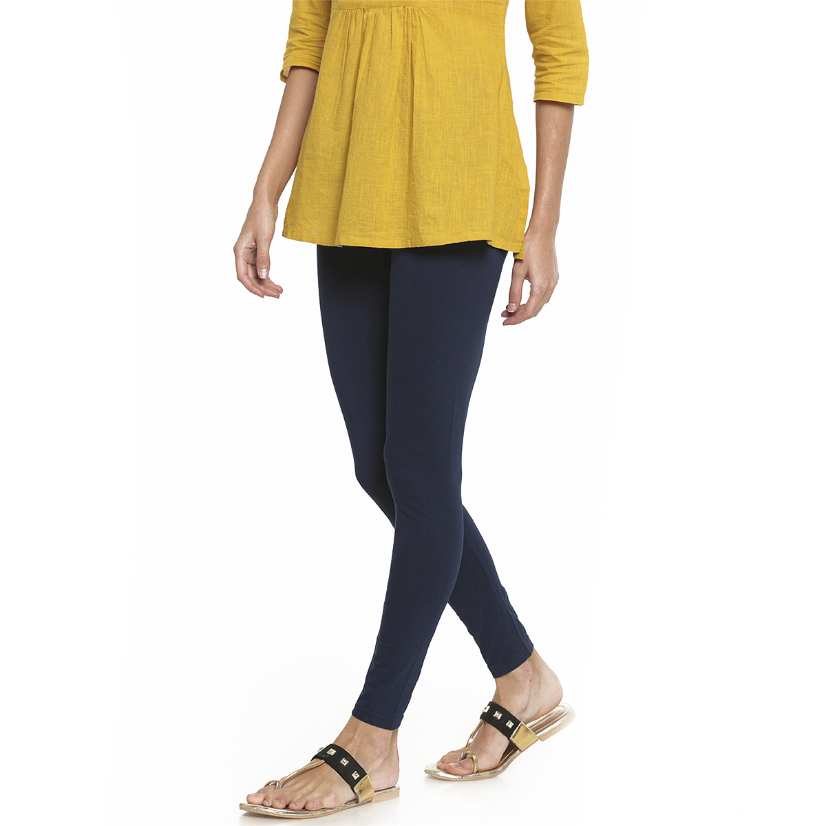 Buy Go Colors Women Solid Color Ankle Length Legging - Navy Online - Lulu  Hypermarket India