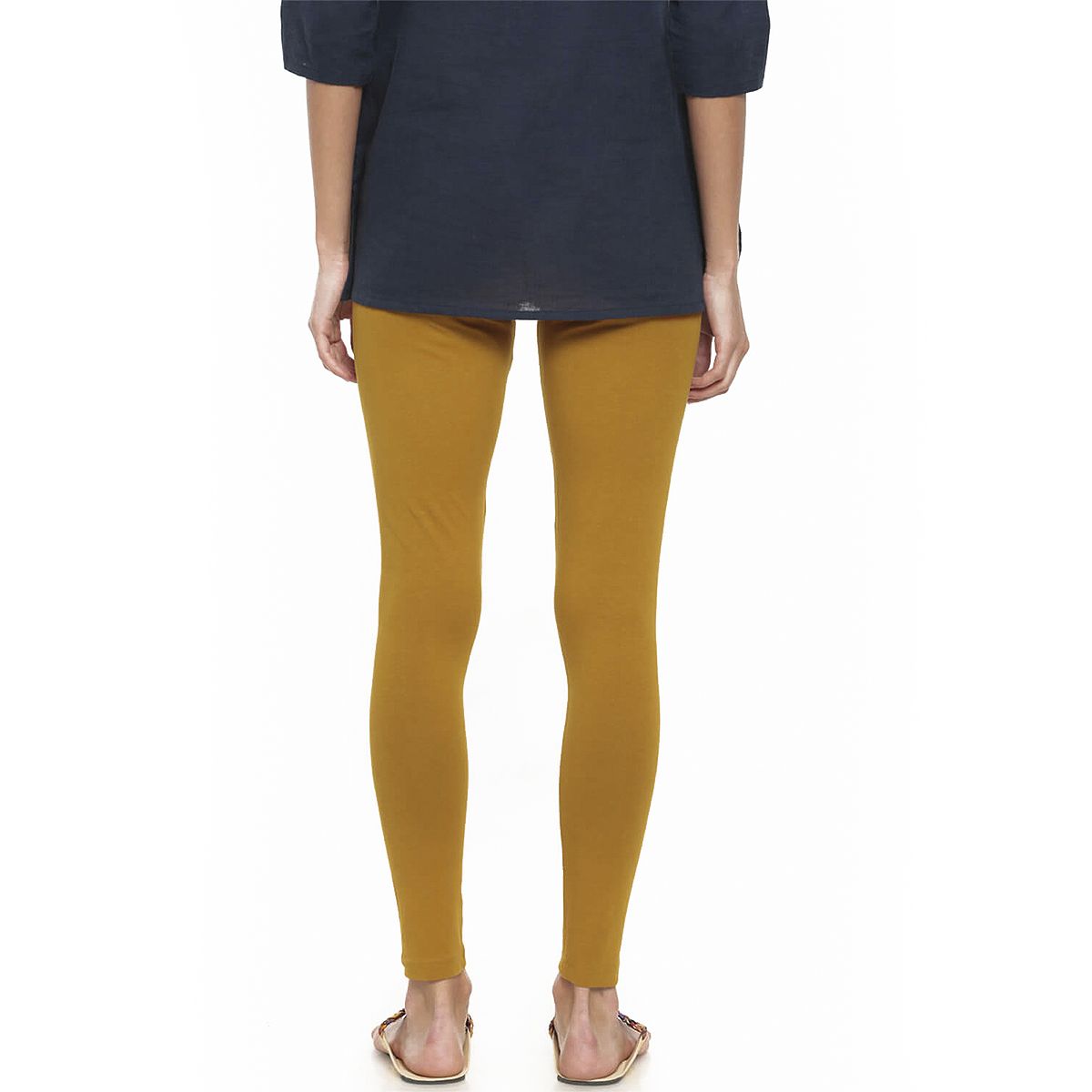 Go Colors Women Solid Color Ankle Length Legging - Mustard