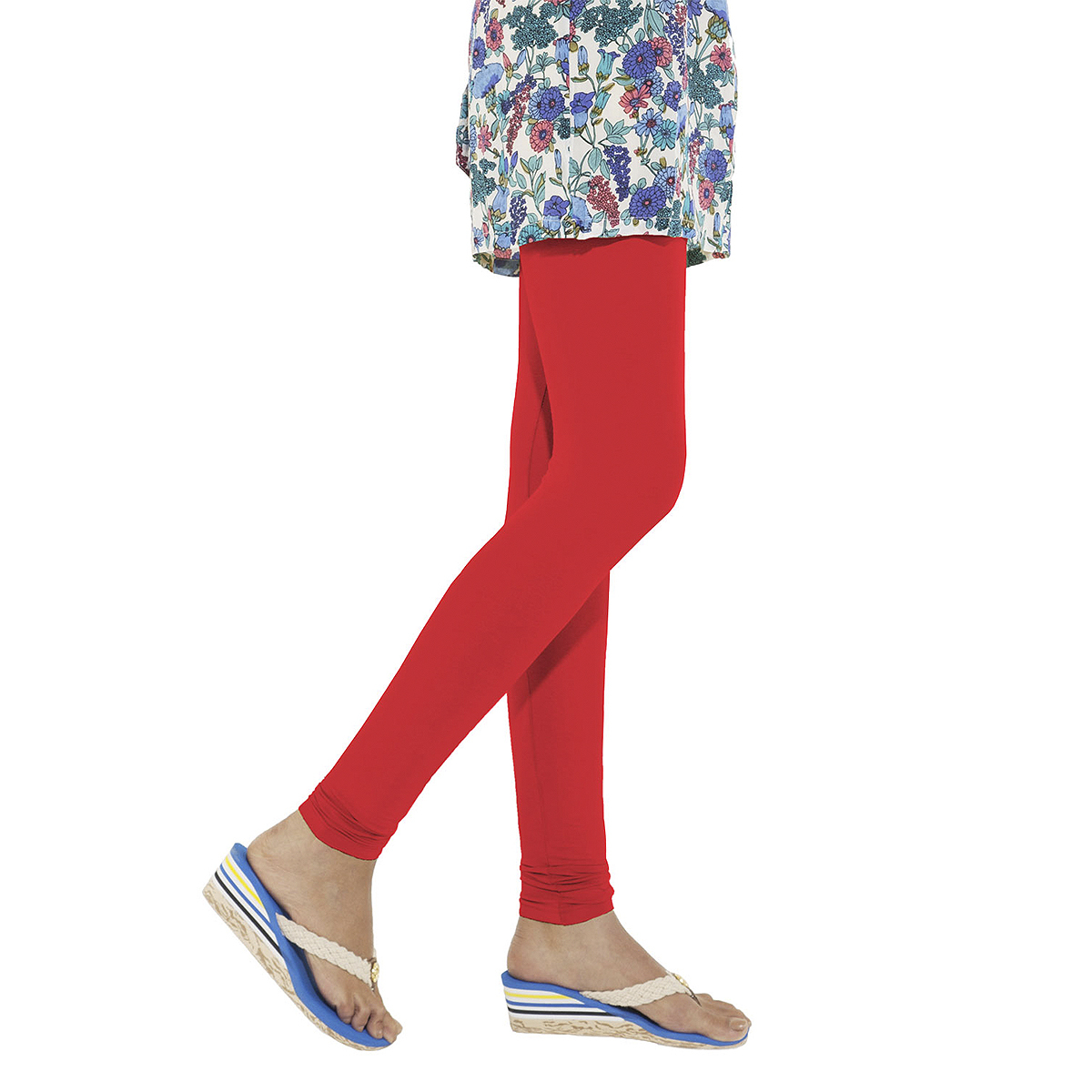 Buy Go Colors Women Solid Color Churidar Legging - Bright Red - S