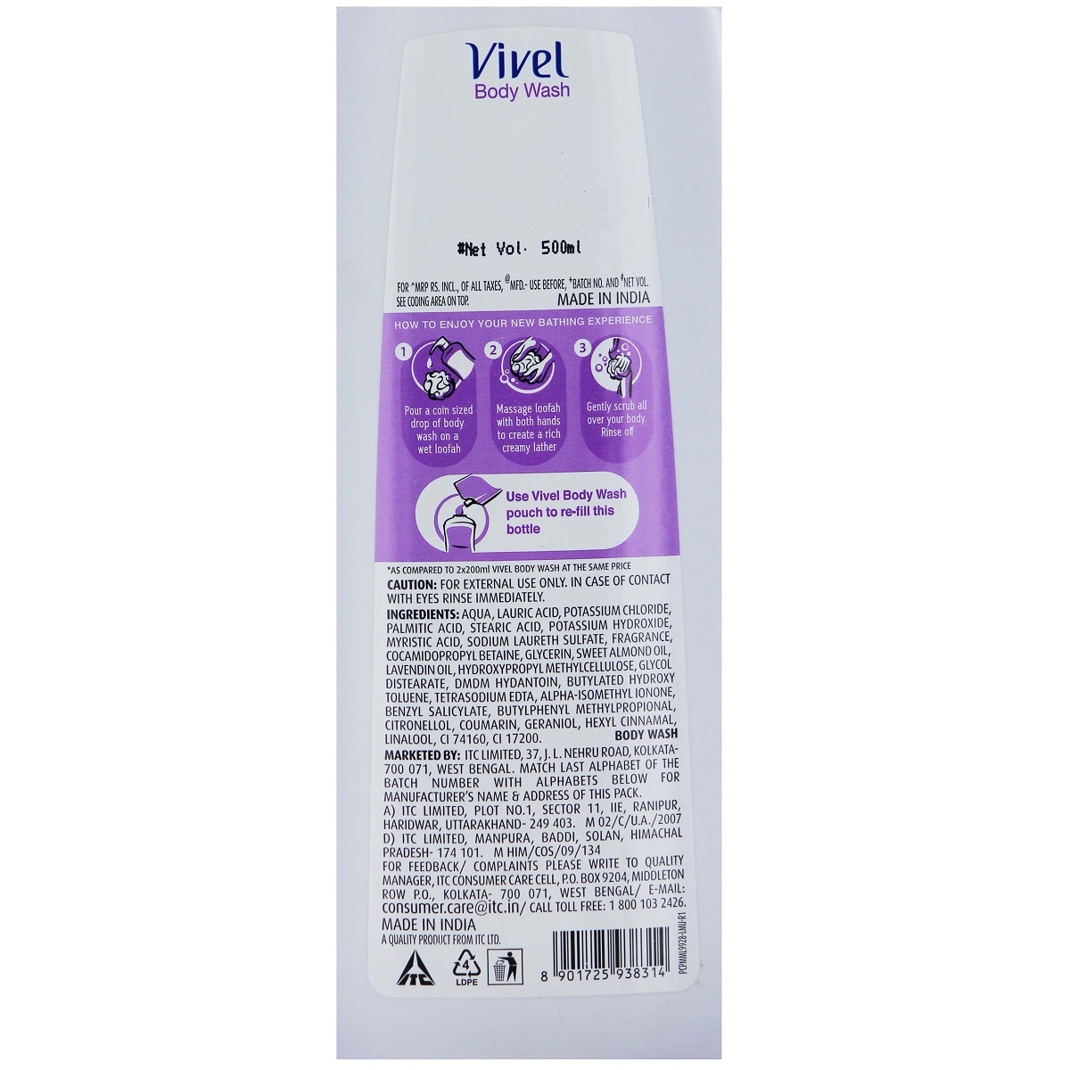 Vivel Body Wash Lavender Almond Oil 500ml