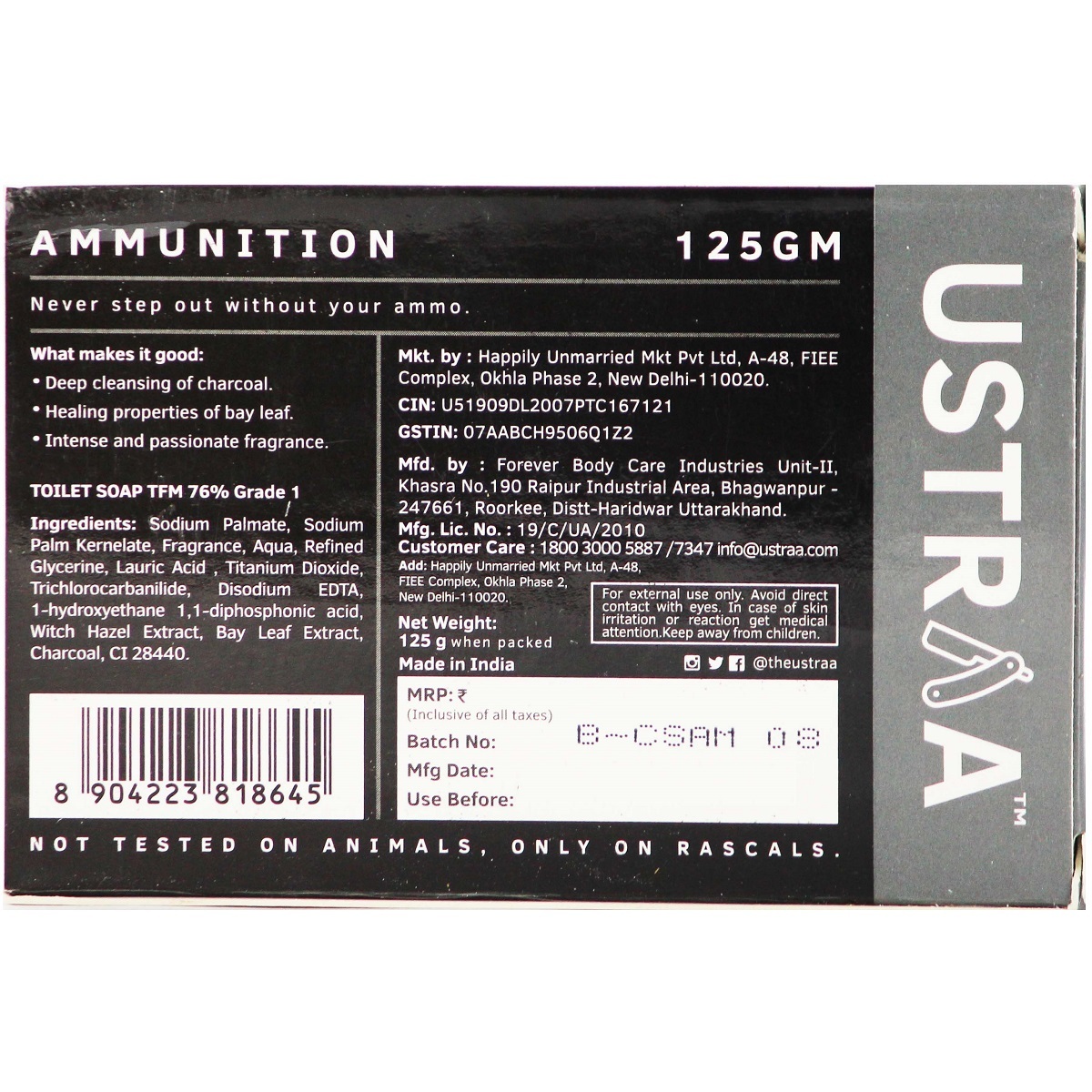 Ustraa Soap Ammunition 125gm