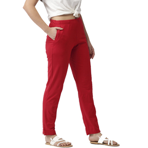 Go Colors Women Solid Color Kurti Pant - Dark Red