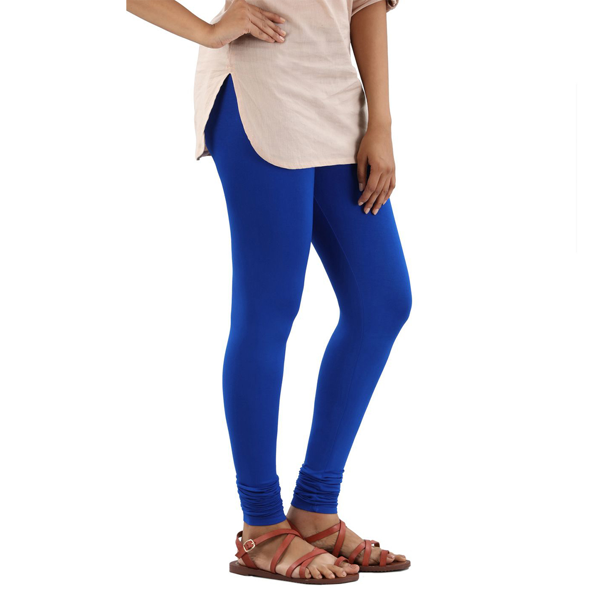 Twin Birds Women Solid Colour Viscose Churidar Legging with Signature Wide Waistband - Laser Blue