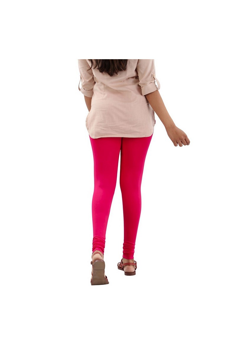 Twin Birds Women Solid Colour Viscose Churidar Legging with Signature Wide Waistband - Rose Red