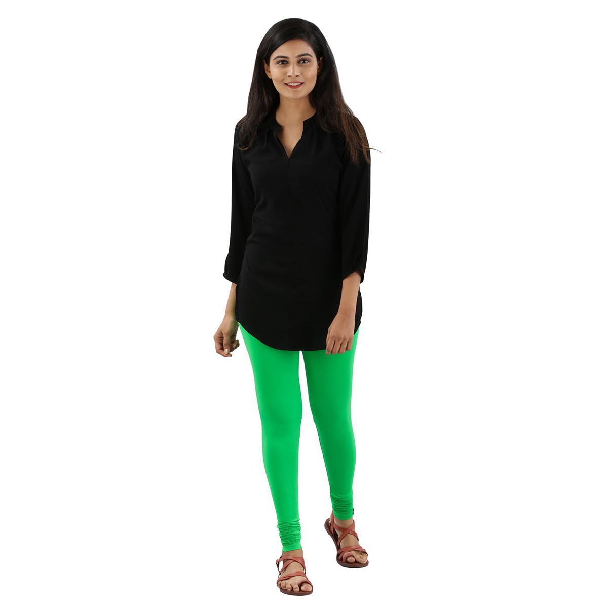 Twin Birds Women Solid Colour Viscose Churidar Legging with Signature Wide Waistband - Parrot Green