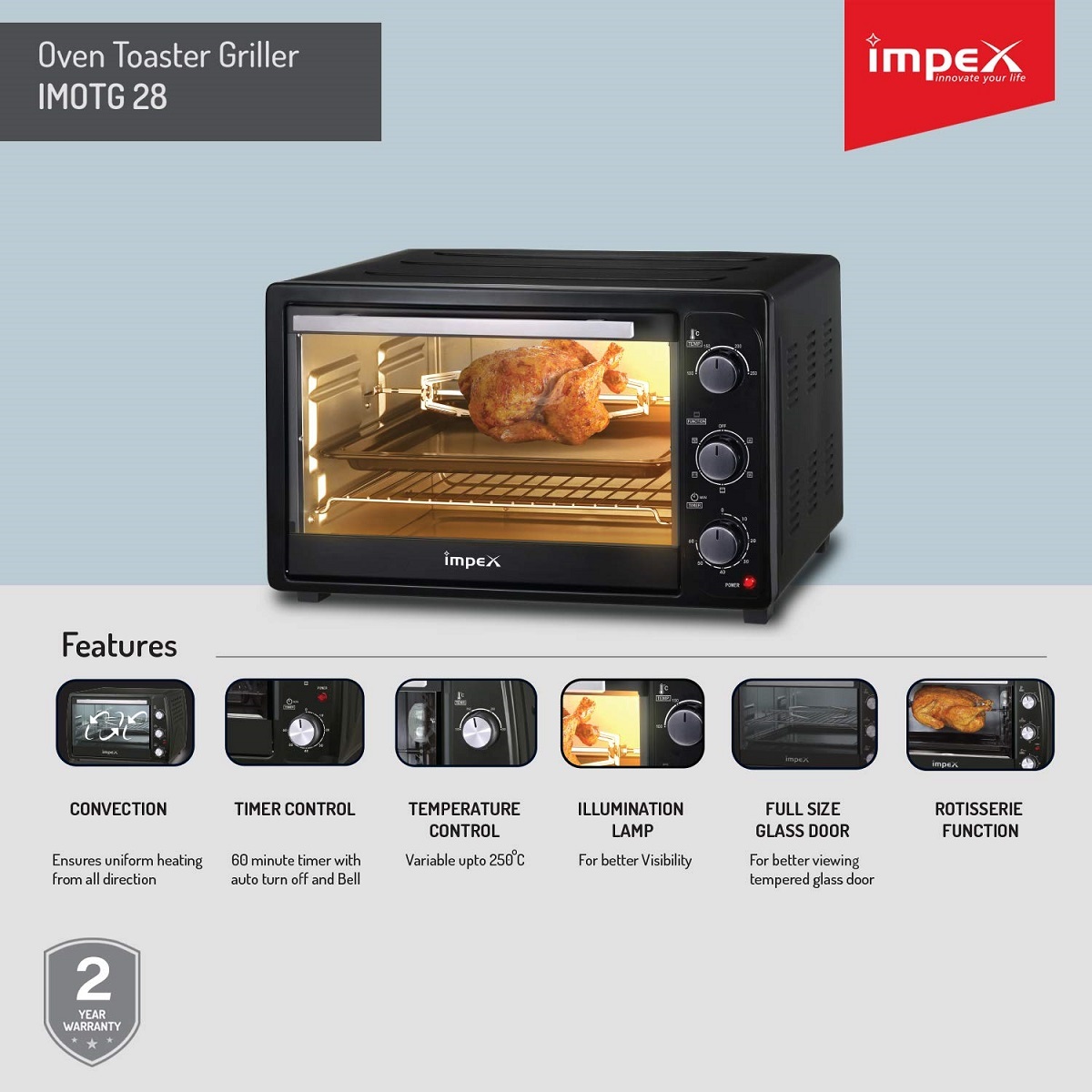 Impex Electric Oven IMOTG28 28 Ltr