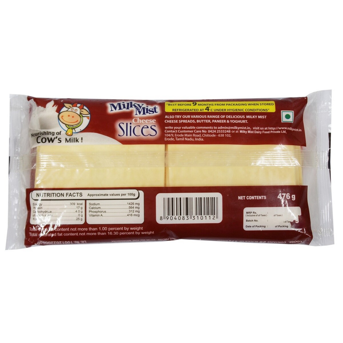 Milky Mist Cheese Slices 476g