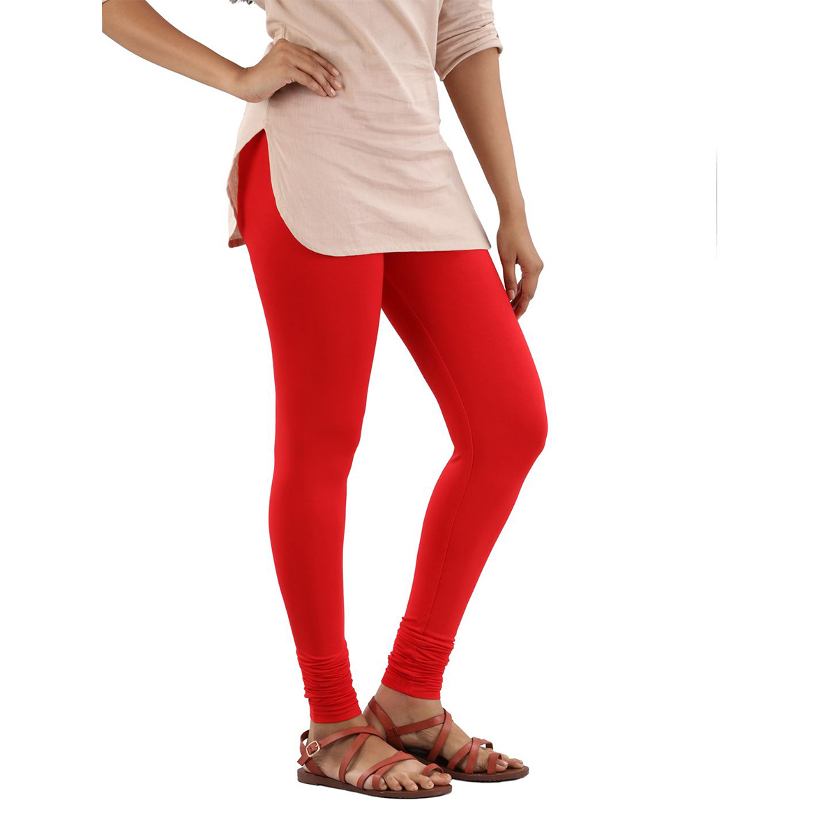 Twin Birds Women Solid Colour Viscose Churidar Legging with Signature Wide Waistband - Racing Red