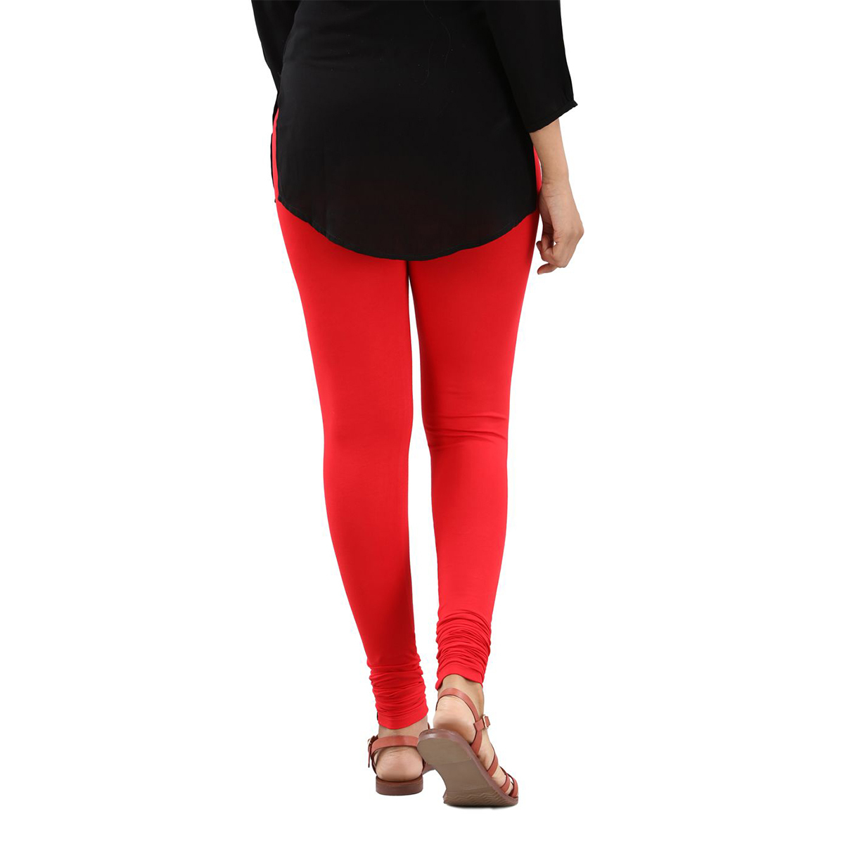 Twin Birds Women Solid Colour Viscose Churidar Legging with Signature Wide Waistband - Tomato Red