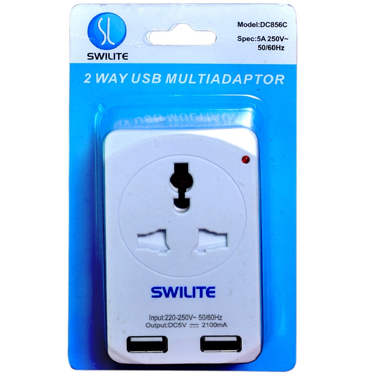 Swilite Multi Plug Adaptor With USB 3W DC856C