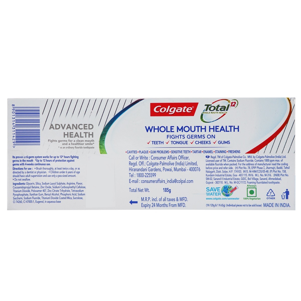 Colgate Tooth Paste Total Advanced Health 120g + 65g Free