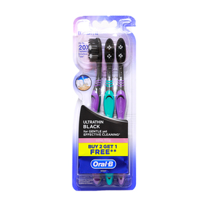 Oral-B Tooth Brush Ultrathin Black 2+1 Fre