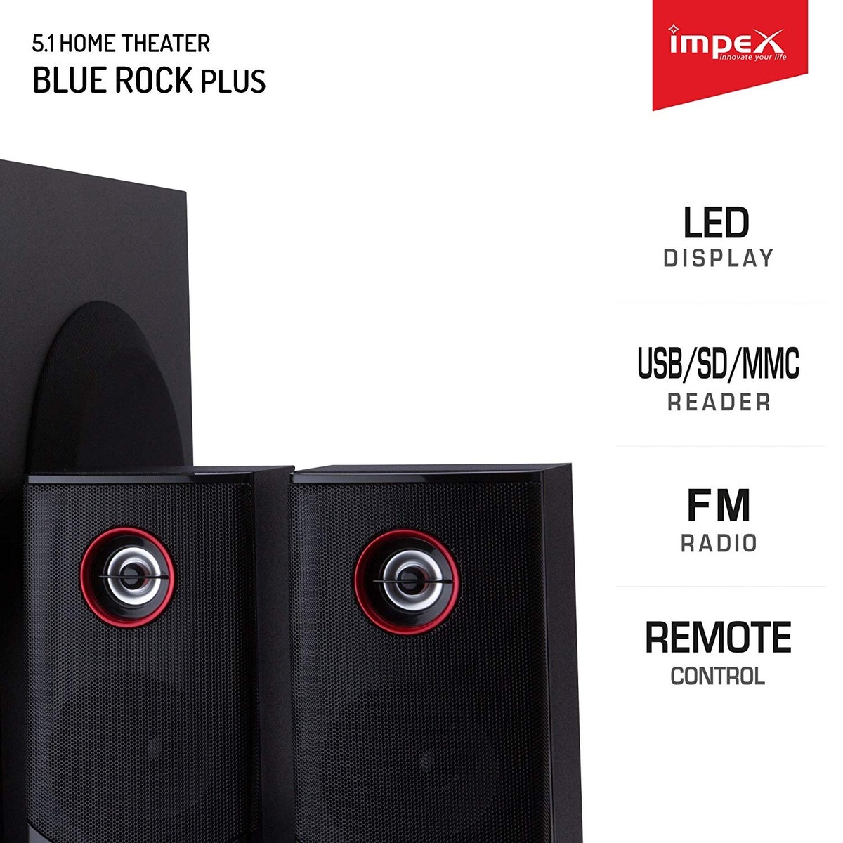 Impex Multimedia Speaker 5.1 Channel Blue Rock Plus