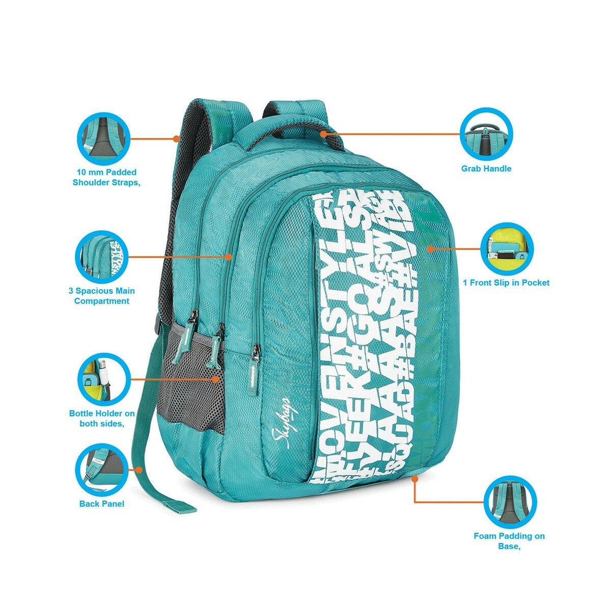 Skybags Backpack New Neon 15-Sea Green