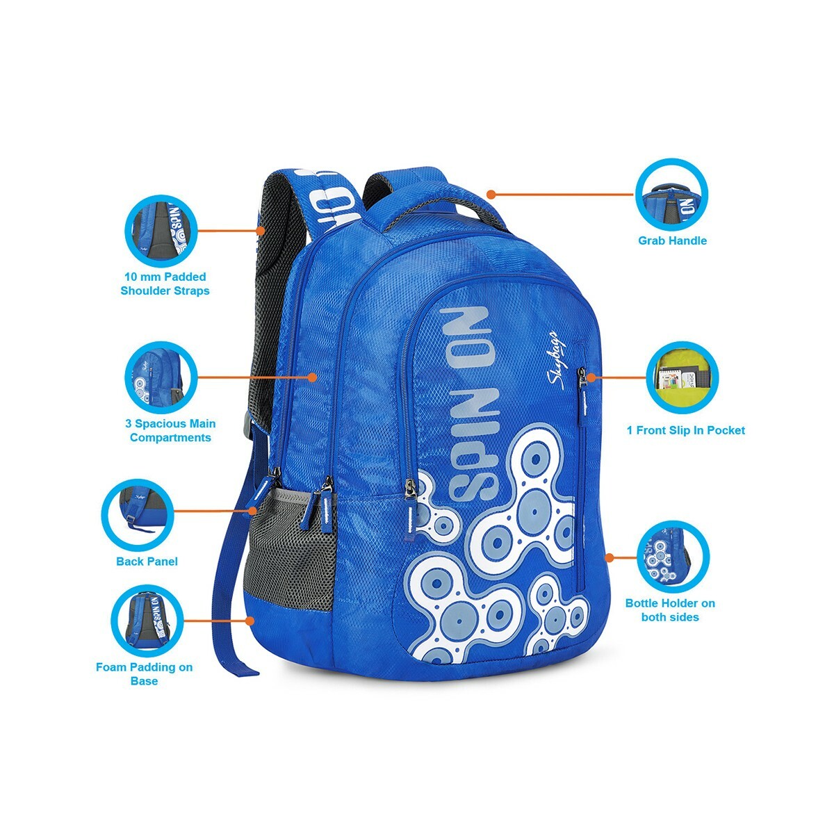 Skybags Backpack New Neon 8 Blue