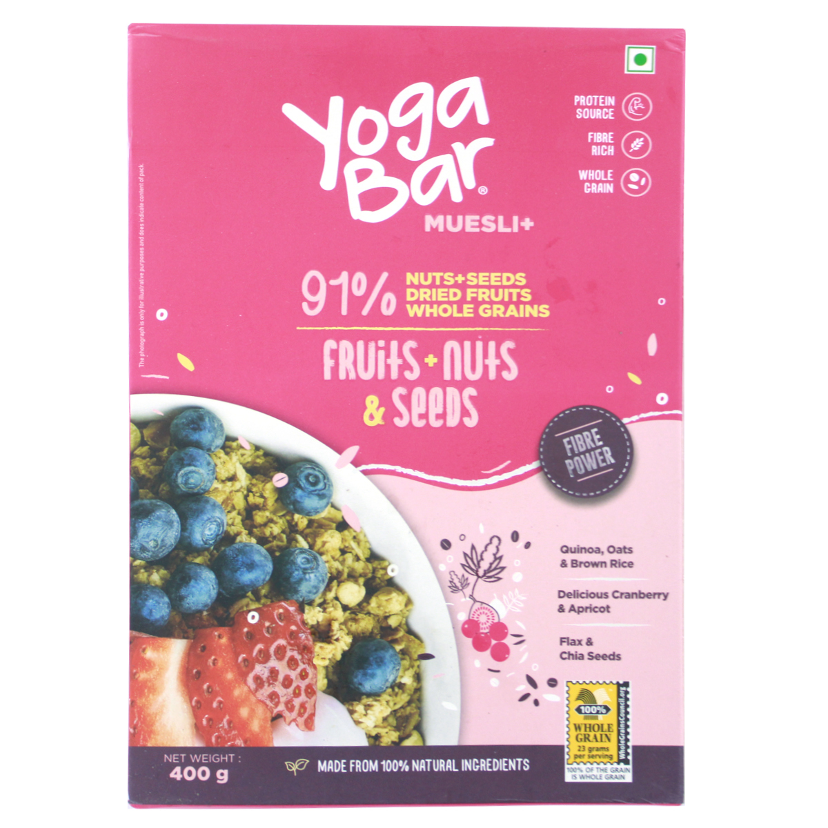 Buy Yoga Bar Muesli+Fruits+Nuts & Seeds 400g Online - Lulu Hypermarket India
