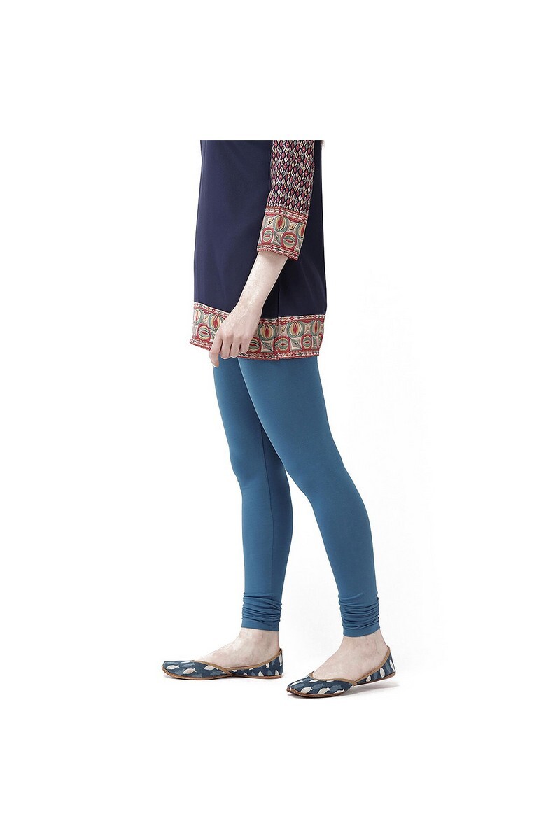 Buy Go Colors Women Solid Color Churidar Legging - Jeans Blue Online - Lulu  Hypermarket India