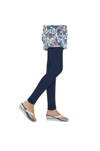 Go Colors Women Solid Color Churidar Legging - Navy - 2X Size