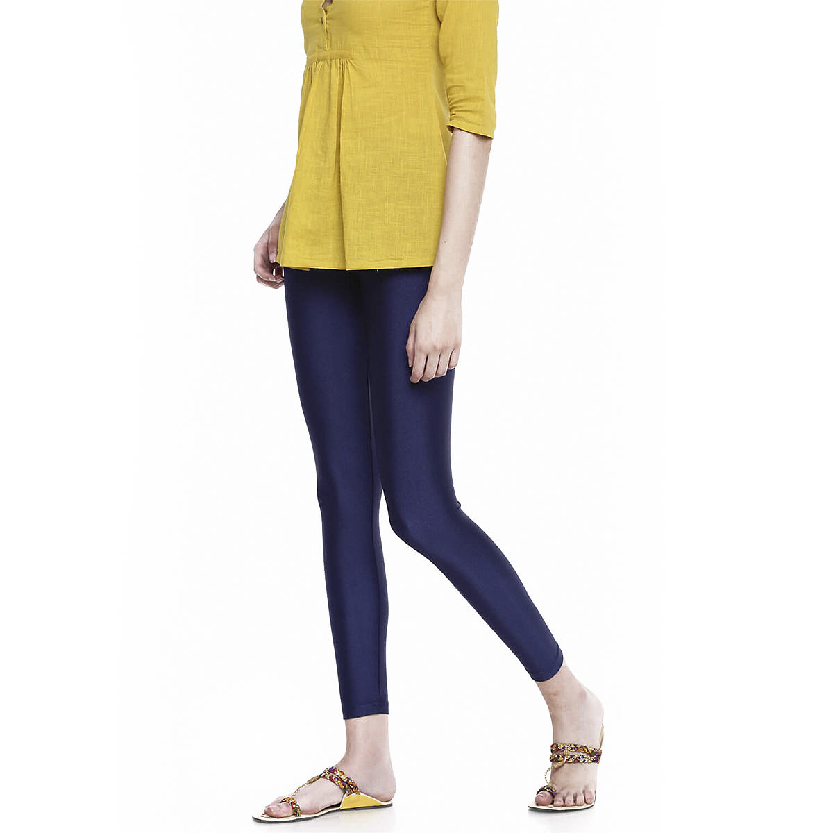 Buy Go Colors Women Ankle Length Shimmer Legging - Navy Online - Lulu  Hypermarket India